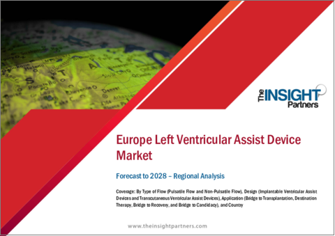 表紙：欧州の左室補助人工心臓市場の2028年までの予測- 地域別分析- フロータイプ、設計、用途別