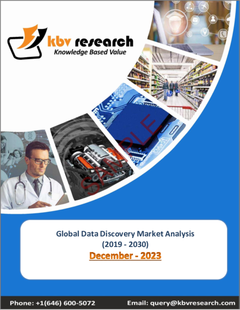 表紙：データディスカバリーの世界市場規模、シェア、産業動向分析レポート：オファリング別、展開別、用途別、最終用途別、地域別展望と予測、2023年～2030年