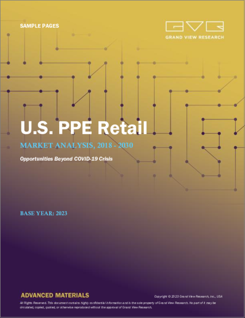 表紙：米国の個人用保護具小売の市場規模、シェア、動向分析レポート：製品別、流通チャネル別、最終用途別、国別、セグメント別予測、2024年～2030年