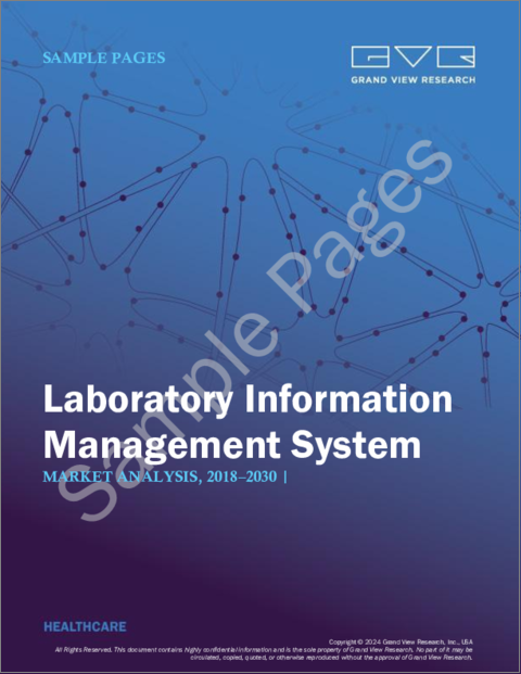 表紙：ラボラトリー情報管理システムの市場規模、シェア、動向分析レポート：製品別、コンポーネント別、最終用途別、地域別、セグメント予測、2024年～2030年