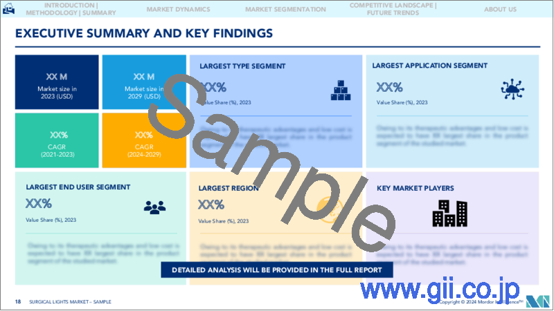 サンプル2：手術用照明：市場シェア分析、産業動向・統計、成長予測、2024年～2029年