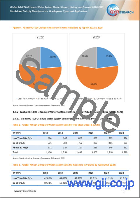 サンプル1：RO+EDI超純水システムの世界市場：実績と予測（2018年～2029年）