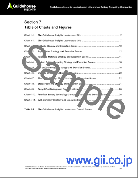 サンプル1：Guidehouse Insights Leaderboard Report - リチウムイオン電池リサイクル企業：リチウムイオン電池リサイクル企業11社の戦略と実行力の評価