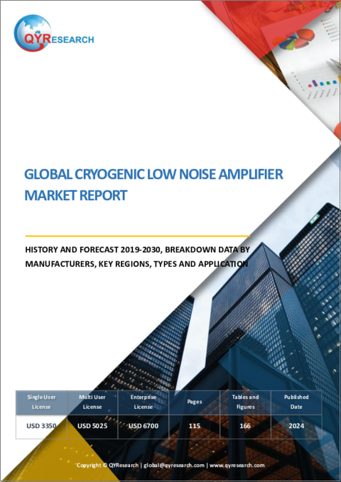 表紙：極低温低雑音増幅器の世界市場：2023年（メーカー別、地域別、タイプ別、用途別） - 2029年までの予測