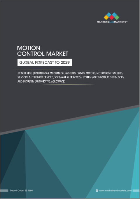 表紙：モーションコントロールの世界市場：オファリング別、システム別、エンドユーザー業界別、地域別 - 2029年までの予測
