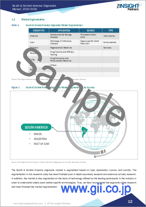 サンプル1：中南米のオルガノイド市場の2030年までの予測- 地域別分析- 臓器タイプ、用途、供給源、タイプ別