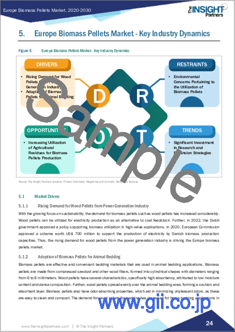 サンプル2：欧州のバイオマスペレット市場の2030年予測：地域別分析、供給源別、用途別