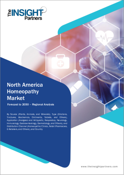 表紙：北米のホメオパシー市場の2030年予測-地域別分析：由来、タイプ、用途、流通チャネル別