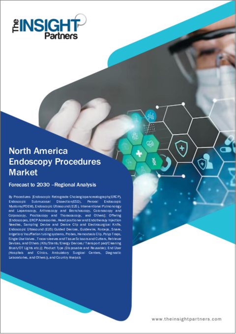 表紙：北米の内視鏡検査手技市場、2030年までの予測 - 地域別分析：手技別、提供別、製品タイプ別、エンドユーザー別