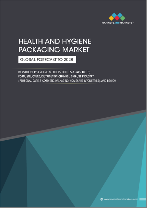 表紙：健康&衛生包装の世界市場 (～2028年)：製品タイプ (フィルム&シート・ラミネート・バッグ&パウチ・ボトル&ジャー・小袋・ラベル・チューブ・箱&カートン) ・形態・出荷形態・構造・最終用途産業・地域別