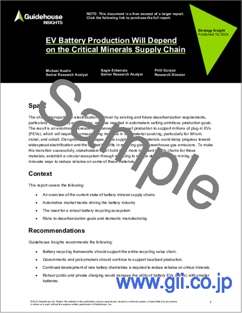 サンプル1：電気自動車 (EV) バッテリーの生産：重要鉱物のサプライチェーンへの依存