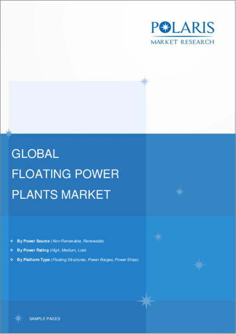 表紙：浮体式発電所市場、シェア、規模、動向、産業分析レポート：電源別、定格電力別、プラットフォームタイプ別、地域別、セグメント別予測、2024年～2032年