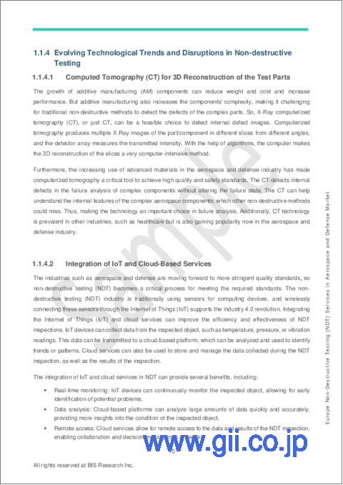 サンプル1：欧州の航空宇宙・防衛における非破壊検査（NDT）サービス市場：分析と予測（2023年～2033年）