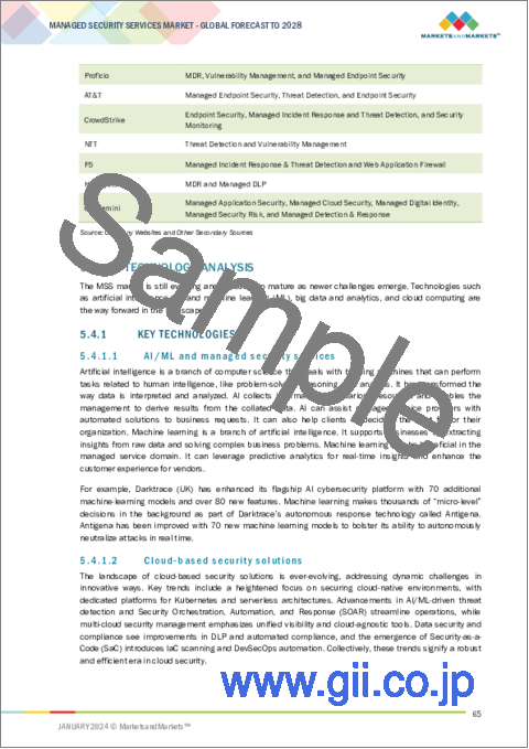 サンプル1：マネージドセキュリティサービス（MSS）の世界市場：サービスタイプ別、タイプ別、セキュリティタイプ別、組織規模別、業界別、地域別 - 予測（～2028年）
