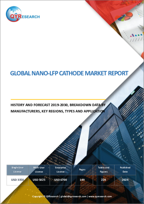 表紙：ナノLFPカソードの世界市場、実績と予測（2019年～2030年）