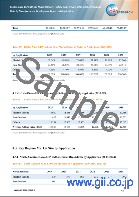 サンプル2：ナノLFPカソードの世界市場、実績と予測（2019年～2030年）