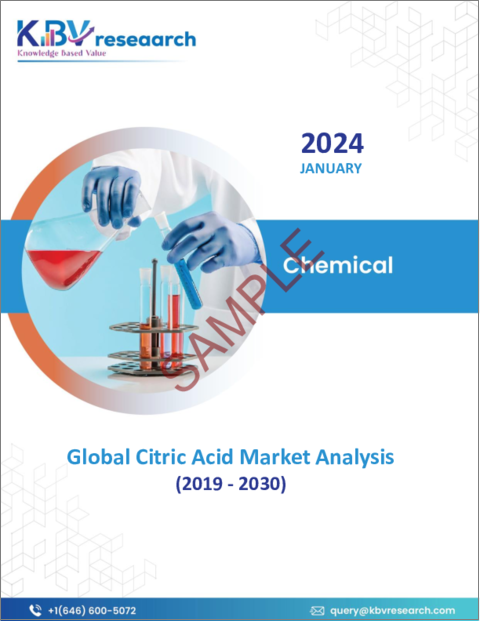 表紙：クエン酸の世界市場規模、シェア、動向分析レポート：最終用途別、製品別、地域別展望と予測、2023年～2030年