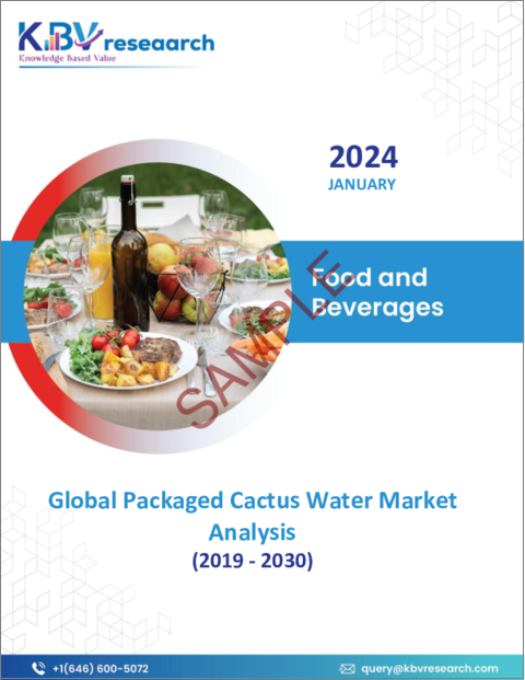 表紙：パッケージ入りサボテンウォーターの世界市場規模・シェア・動向分析レポート：流通チャネル別、製品別、地域別展望・予測、2023年～2030年