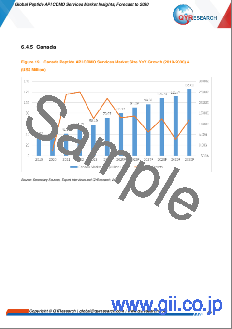 サンプル2：ペプチド原薬CDMOサービスの世界市場の考察、予測（～2030年）