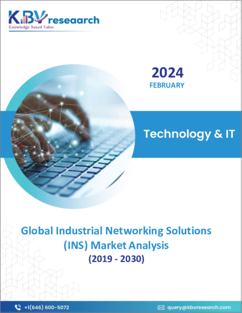 表紙：産業用ネットワーキングソリューション（INS）の世界市場規模、シェア、動向分析レポート：提供別、業界別、用途別、地域別展望と予測、2023年～2030年