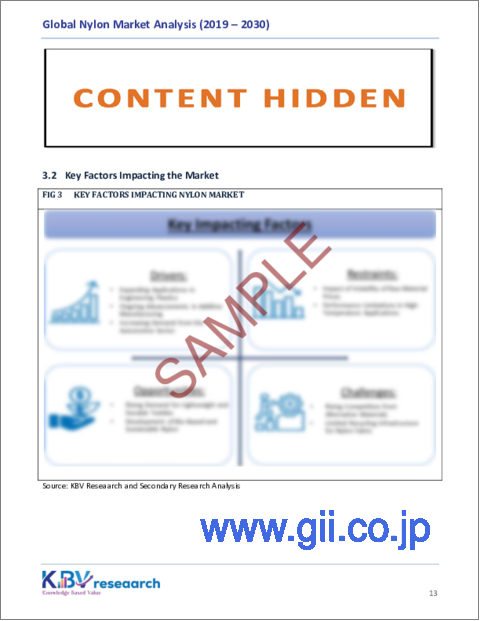 サンプル1：ナイロンの世界市場規模、シェア、動向分析レポート：材料別、用途別、地域別、展望と予測、2023年～2030年