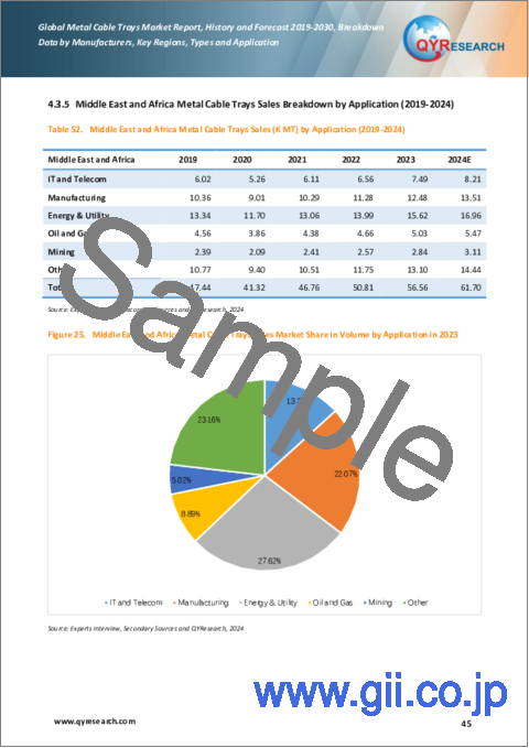 サンプル2：金属製ケーブルトレイの世界市場、実績と予測（2019年～2030年）