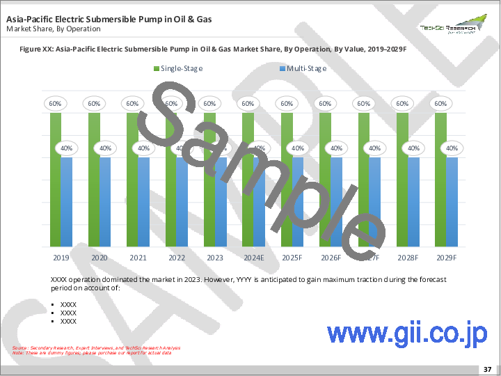 サンプル2：石油・ガス向けESP（電動水中ポンプ）市場 - 世界の産業規模、動向、機会、予測：用途別、動作別、地域別、競合別、2019年-2029年