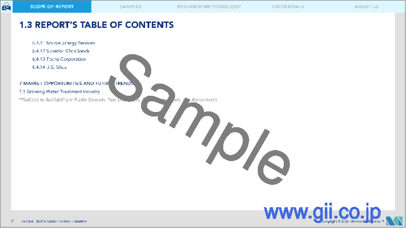 サンプル1：シリカサンド：市場シェア分析、業界動向と統計、成長予測（2024-2029）