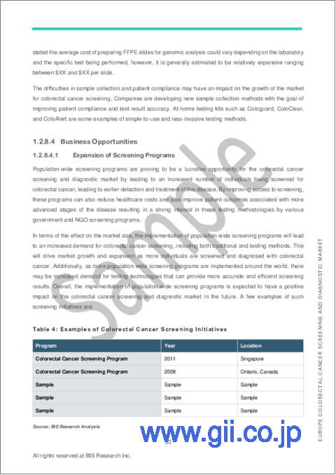 サンプル2：欧州の大腸がん検診および診断市場：分析と予測（2023年～2033年）