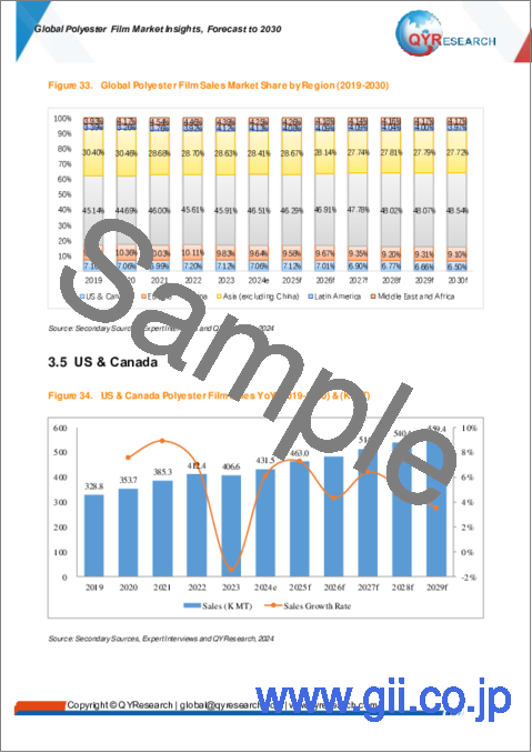 サンプル1：ポリエステルフィルムの世界市場：洞察・予測 (～2030年)