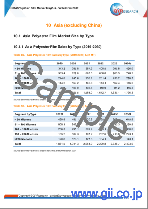 サンプル2：ポリエステルフィルムの世界市場：洞察・予測 (～2030年)
