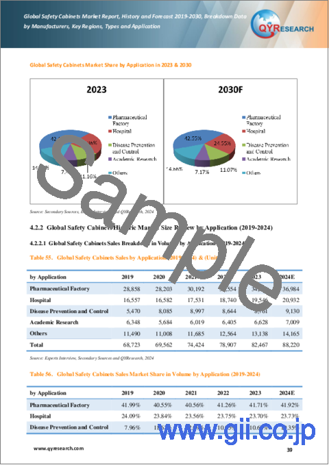 サンプル2：安全キャビネットの世界市場：実績・予測 (2019～2030年)