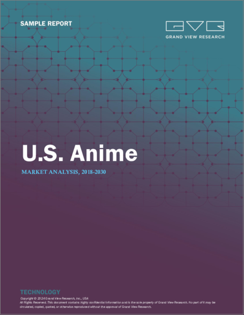 表紙：米国のアニメ市場規模、シェア、動向分析レポート：タイプ別、ジャンル別、セグメント別予測、2024年～2030年