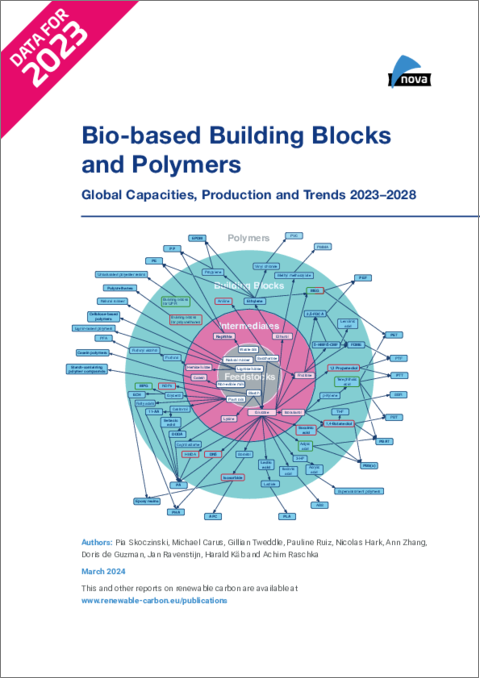 表紙：バイオベースビルディングブロック・ポリマー：世界の生産能力・生産量・動向 (2023～2028年)