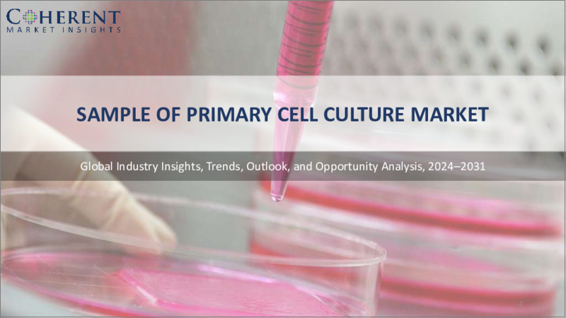 表紙：初代細胞培養の世界市場：製品タイプ別、細胞タイプ別、用途別、エンドユーザー別、地域別