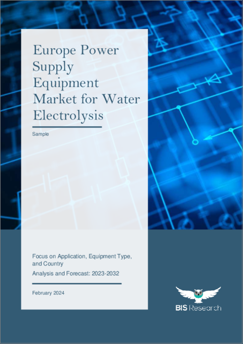 表紙：欧州の水電解用電源装置市場：用途・装置タイプ・国別の分析・予測 (2023-2032年)