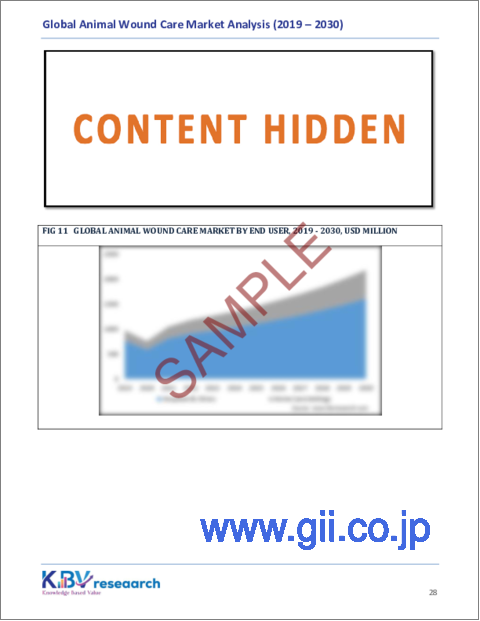 サンプル2：動物創傷ケアの世界市場規模、シェア、動向分析：動物タイプ別、エンドユーザー別、製品別、地域別展望と予測（2023年～2030年）