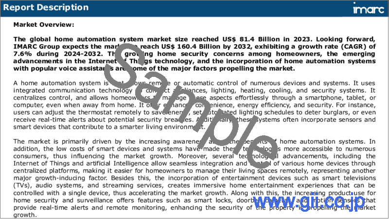 サンプル1：ホームオートメーションシステム市場レポート：用途・タイプ・地域別、2024-2032
