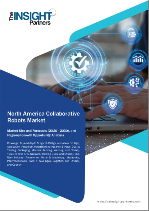 表紙：北米の協働ロボット：2030年までの市場予測 - 地域別分析 - ペイロード、用途、タイプ、エンドユーザー産業