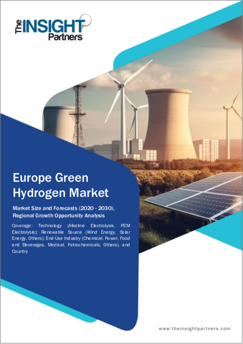 表紙：欧州のグリーン水素市場：2030年予測- 地域別分析- 技術別、再生可能エネルギー源別、最終用途産業別
