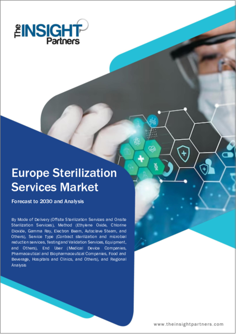 表紙：欧州の滅菌サービス市場：2030年予測-地域別分析-提供形態、方法、サービスタイプ、エンドユーザー別