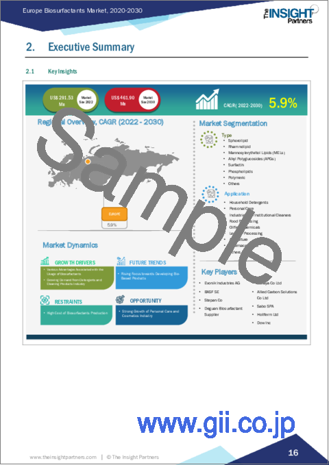 サンプル1：欧州のバイオサーファクタント：2030年までの市場予測 - 地域別分析 - タイプ別、用途別
