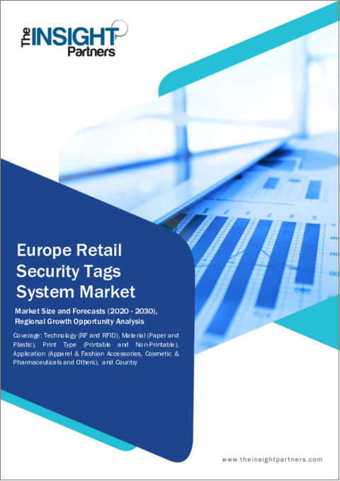 表紙：欧州の小売用セキュリティタグ：2030年までの市場予測 - 地域別分析 - 技術、材料、印刷タイプ、用途別