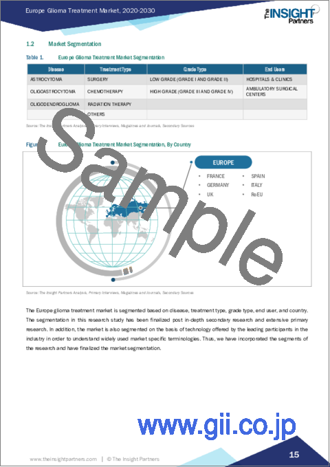 サンプル1：欧州の神経膠腫治療市場：2030年までの予測-地域別分析：疾患別、治療タイプ別、グレード別、エンドユーザー別