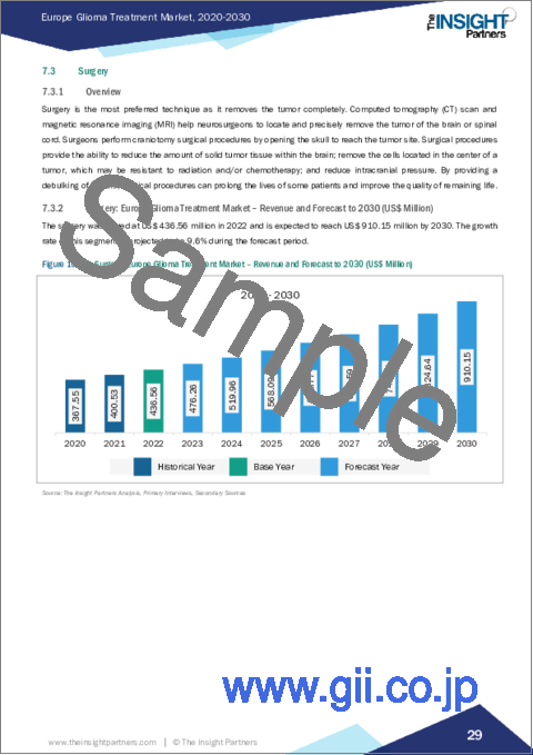 サンプル2：欧州の神経膠腫治療市場：2030年までの予測-地域別分析：疾患別、治療タイプ別、グレード別、エンドユーザー別