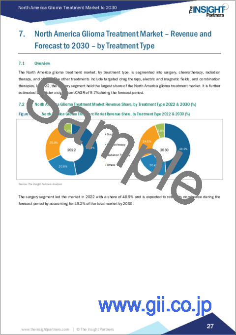 サンプル2：北米のグリオーマ治療：2030年までの市場予測 - 地域別分析 - 疾患別、治療タイプ別、グレード別、エンドユーザー別