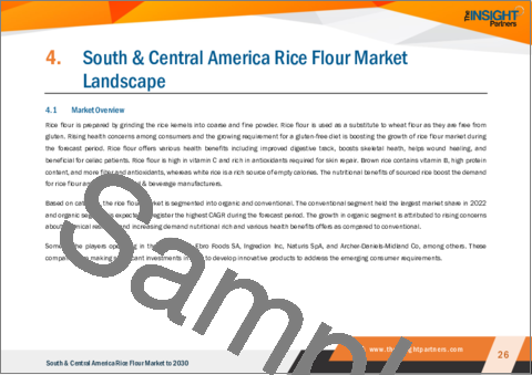 サンプル2：中南米の米粉：2030年までの市場予測 - 地域別分析 - タイプ、カテゴリー、用途別