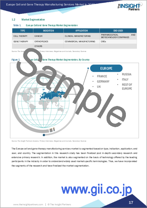 サンプル1：欧州の細胞・遺伝子治療製造サービス市場の2030年までの予測-地域別分析-タイプ別、適応症別、用途別、エンドユーザー別