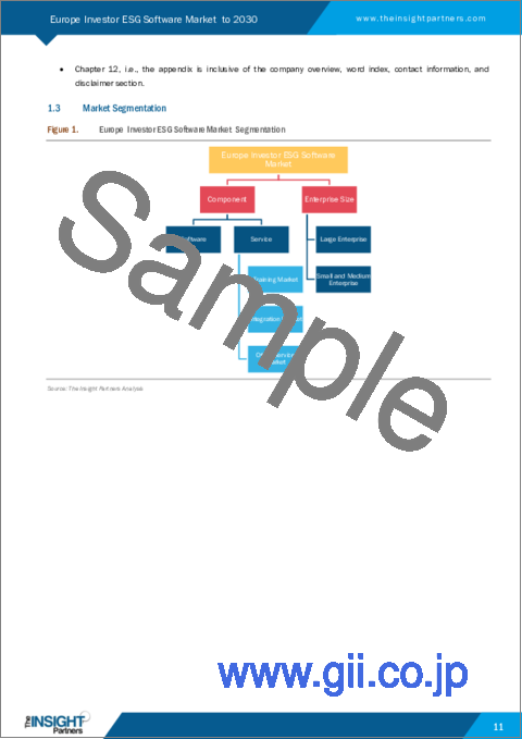 サンプル1：欧州の投資家向けESGソフトウェア：2030年までの市場予測 - 地域別分析 - コンポーネント別、企業規模別