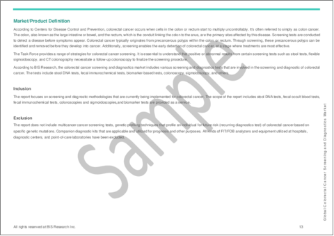 サンプル1：大腸癌スクリーニングおよび診断市場：世界および地域の分析 - タイプ・エンドユーザー・地域、競合情勢、価格分析、検査量の分析・予測 (2023-2033年)